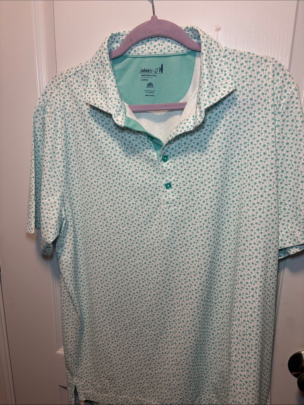 johnnie-O Mint Green Palm-Print Polo